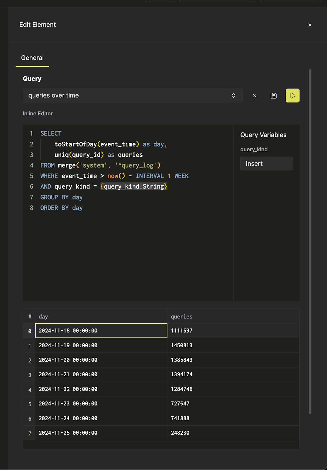 Edit the underlying query